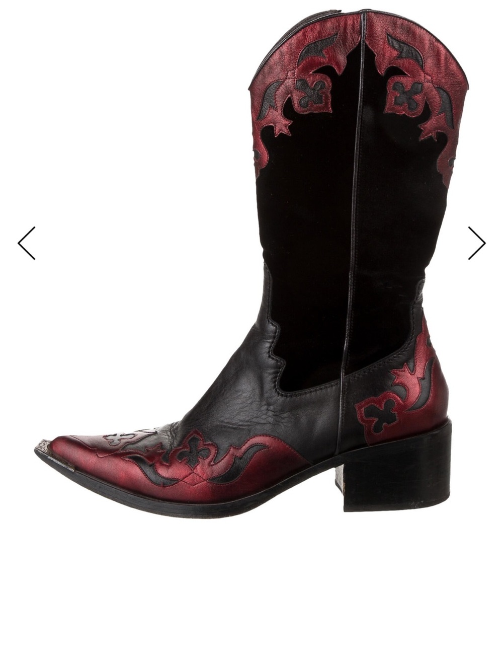 Donald J Pliner Red and Leather Printed Western Boot